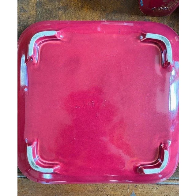 Pink 19th Century Napoleon III French Red Earthenware Ashtrays from De Bruyn Fives, 1860s, Set of 5 For Sale - Image 8 of 11