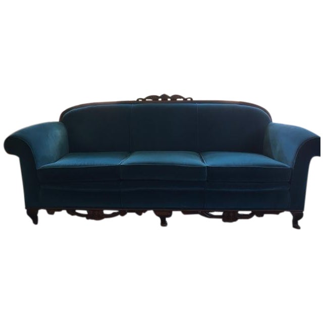 Peacock Blue Velvet Sofa Chairish