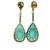 Metal Italian 18k Gold Turquoise and Diamond Drop Earrings, Pair For Sale - Image 7 of 11