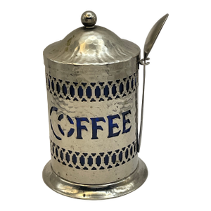 Mid 20th Century Hammer Finished Silverplate Coffee Canister