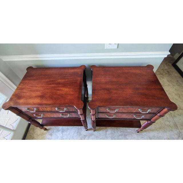 Ethan Allen Set of Two Drawer Mahogany Nightstands by Ethan Allen For Sale - Image 4 of 17
