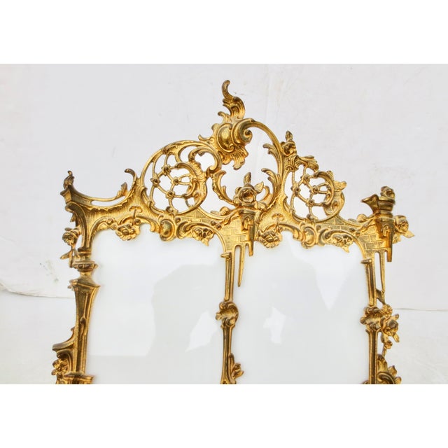 1900 - 1909 Gilt Brass Double Window Photo Frame Rococo For Sale - Image 5 of 9