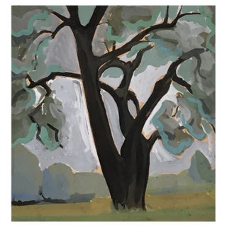 Xavier Albert Fiala, L'Arbre à Meyrin, Genève, 1930, Oil on Cardboard For Sale