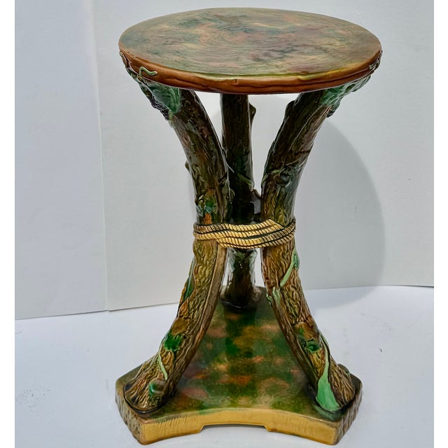 George Jones Majolica Faux Bois Drinks Table or Garden Seat, England Circa 1878 For Sale In New York - Image 6 of 17