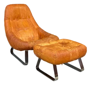 Percival Lafer Leather Earth Lounge Chair and Ottoman