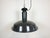 Industrial dark grey enamel pendant light made by Elektrosvit in former Czechoslovakia during the 1960s. White enamel...
