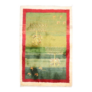 Early 21st Century Bright Green Gabbeh Rug - 2'8" x 3'9" For Sale