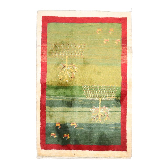 Early 21st Century Bright Green Gabbeh Rug - 2'8" x 3'9" For Sale