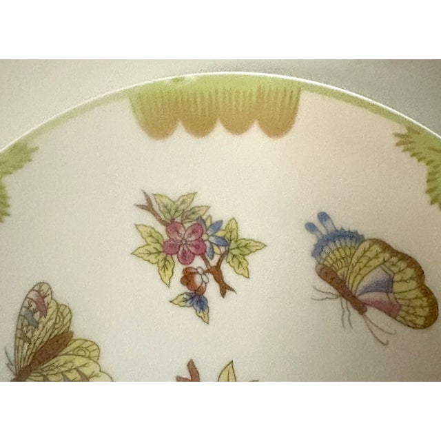 Ceramic Hand Painted Chinoiserie Butterfly Garden Party Decorative Plate For Sale - Image 7 of 8
