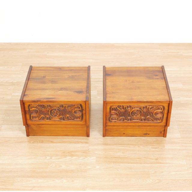 1970s Hand Carved Brutalist Nightstands by Aquarius Enterprises Africa, A Pair For Sale - Image 10 of 10