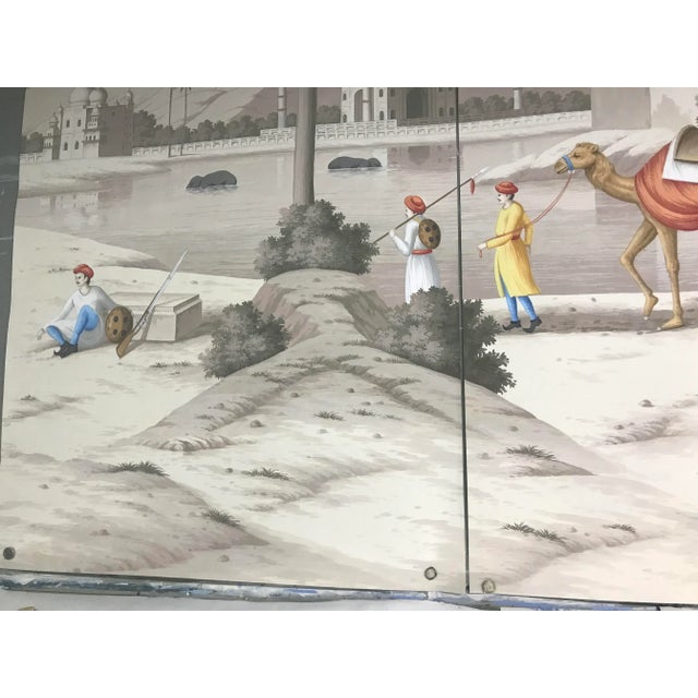 Indian "Early View of India" Panoramic Murals Hand Painted Wallpapers on Scenic Paper Panel - 5 Panels For Sale - Image 3 of 4