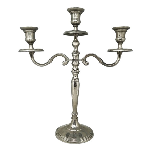 Handmade 3-Candle Candelabra in Stainless Steel For Sale