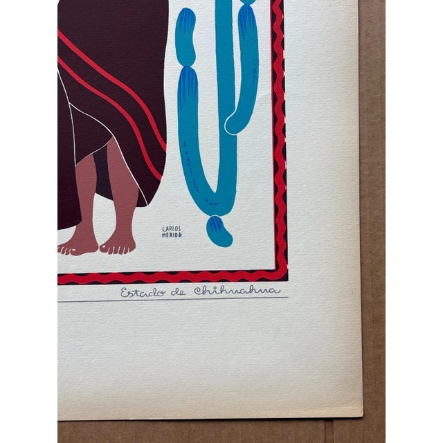 Carlos Mérida Silkscreen Print "Tarahumaras... Chihuahua" in 16x20 mat 1945 For Sale - Image 4 of 4