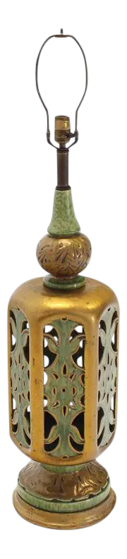 Large Ornate Art Pottery Base Table Lamp