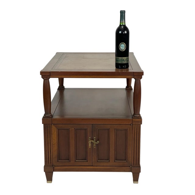 Traditional Vintage Mid-Century Traditional Wood Side Table With Cabinet Storage, C. 1960 For Sale - Image 3 of 10