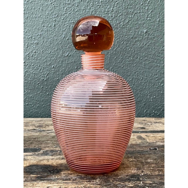 Mid 20th Century Vintage French Art Deco Style Spiral Glass Decanter For Sale - Image 5 of 12