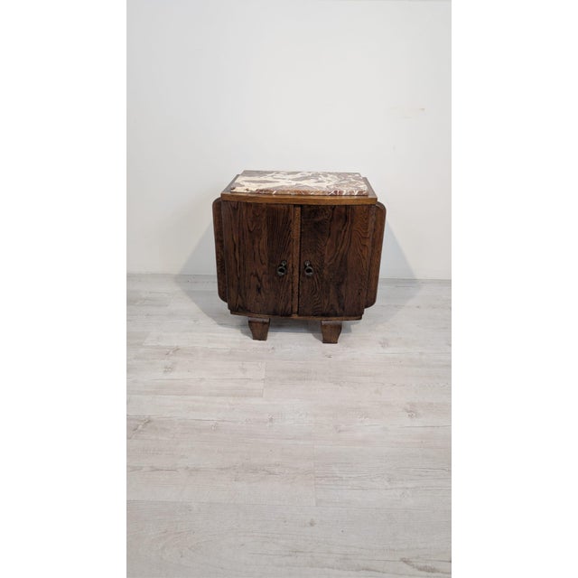 Art Nouveau Oak Cabinet with Marble, 1920s For Sale - Image 12 of 13