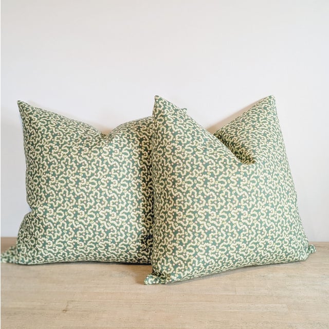 Not Yet Made - Made To Order Schumacher Leonie Vermicelli Pillows in Leaf - Double Sided Pair For Sale - Image 5 of 7