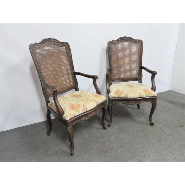 Italian Style Carved Walnut Caned Back Dining Chairs- Set of 6 For Sale In Philadelphia - Image 6 of 12