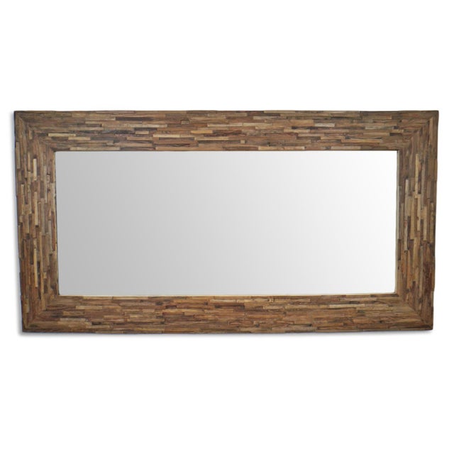 Farmhouse Salvaged Wood Strip Large Full Length Mirror For Sale - Image 3 of 8