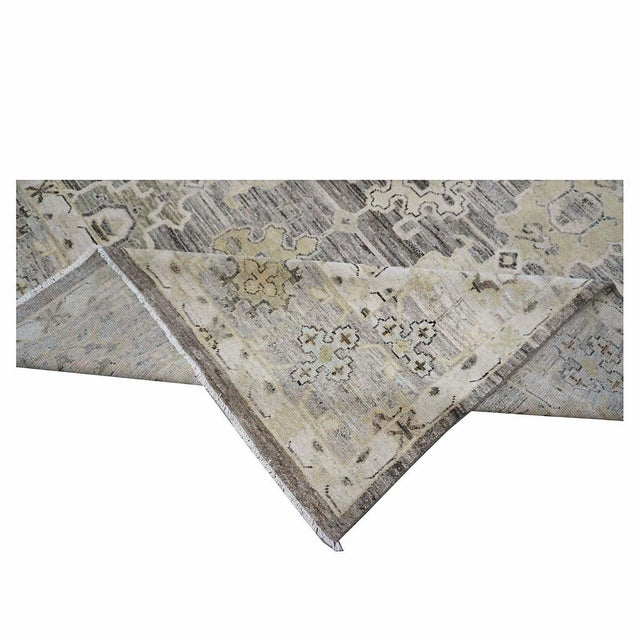 Charcoal 21st Century Turkish Oushak Wool 8x12 Charcoal, Yellow, & Light Grey Handmade Area Rug #1144069 For Sale - Image 8 of 10