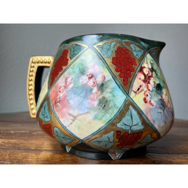 Antique Jp Limoges France Handpainted Grape Motif Cider Pitcher For Sale In Dallas - Image 6 of 11