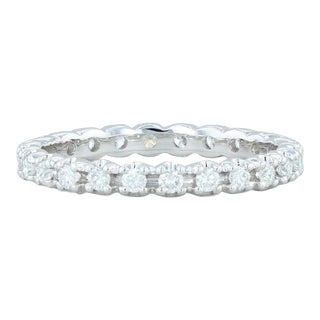 New 0.46ctw Diamond Eternity Ring 14k White Gold Size 6 Wedding Stackable Band For Sale