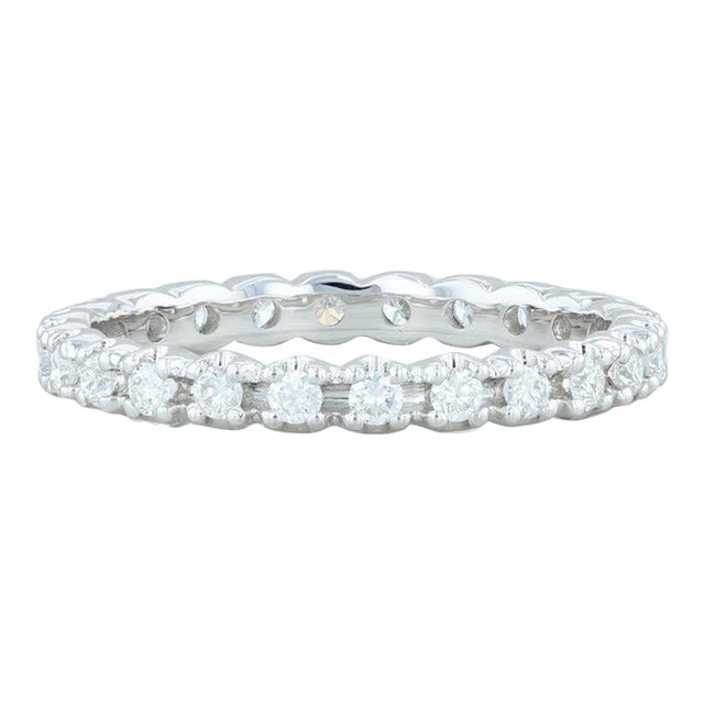New 0.46ctw Diamond Eternity Ring 14k White Gold Size 6 Wedding Stackable Band For Sale