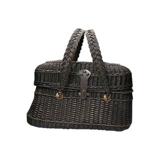 Antique French Covered Basket For Sale