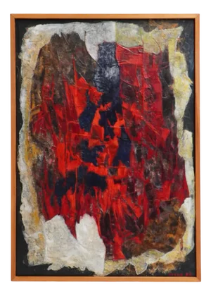 Jozef Mees, Large Abstract Composition, Oil on Board, Belgium, 1966