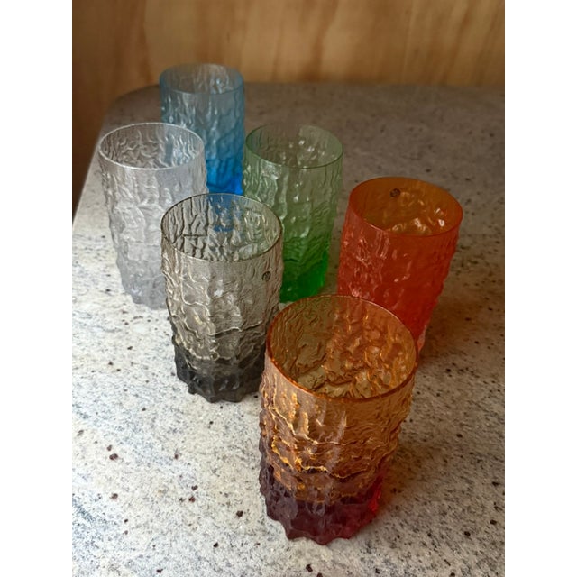 Italian Textured Bark Glasses in the style of Geoffrey Baxter, 1960s, Set of 6 For Sale - Image 14 of 18