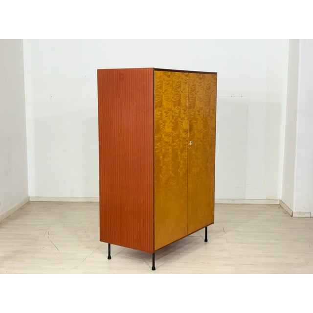 Brown Vintage Wardrobe in Pine, 1960s For Sale - Image 8 of 12