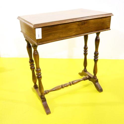 Wood Wooden Worktable with Turned Legs and Drawer For Sale - Image 7 of 8