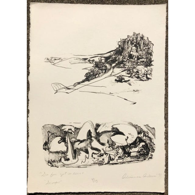 "So Far Yet So Near / Scoops" lithograph by Atlanta artist Adrienne Anderson (1949-2020). Anderson earned her MFA from...