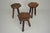 Set of three vintage Brutalist stools crafted in solid wood, made in Italy during the 1960s. These sculptural pieces...