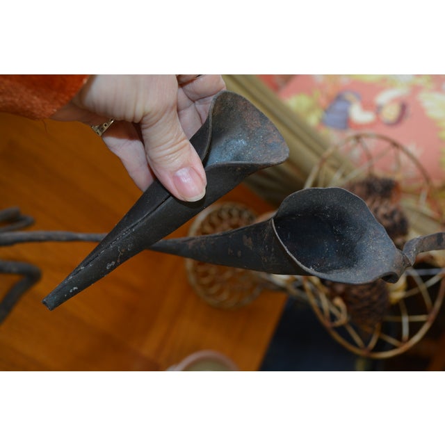 Vintage Pair Jack Brubaker Forged Iron Calla Lily Candlesticks Brutalist Industrial / Rustic For Sale - Image 12 of 15