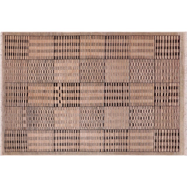 Shabby Chic Gabbeh Beige/Green Wool Rug - 6'0'' X 8'8'' For Sale - Image 10 of 10
