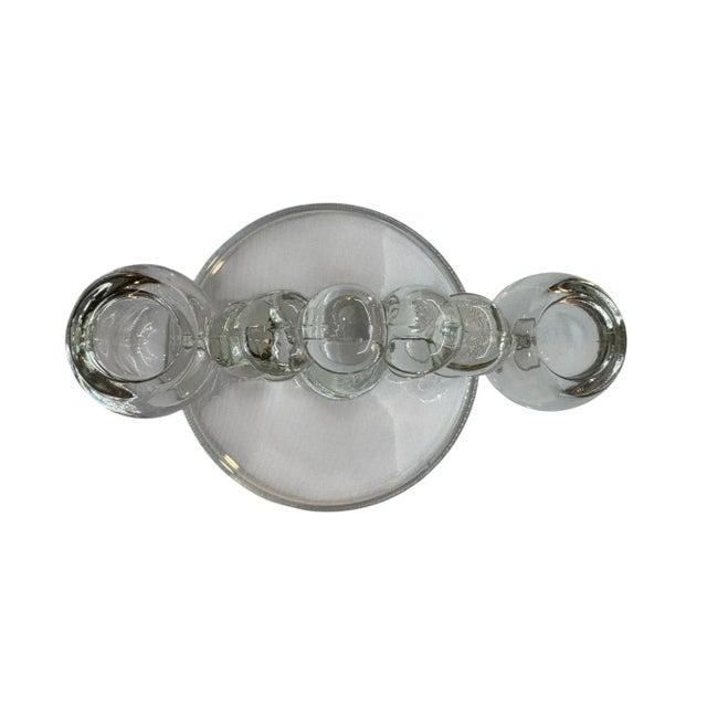 Glass Mid 20th Century Wj Hughes Glass Candlewick Candlestick Holder For Sale - Image 7 of 9