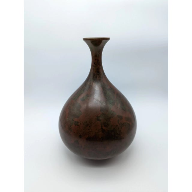 Vintage Japanese Murashido Marbleized Patina Showa Period Bronze Vase, Signed For Sale - Image 12 of 12