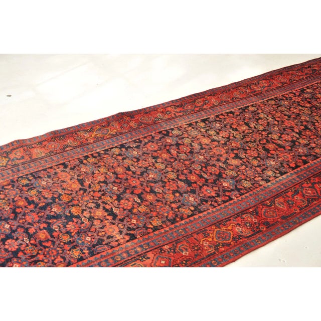 Vintage Fruit Punch, Charcoal & Indigo Runner Rug , 4.2 x 13.4 For Sale In Milwaukee - Image 6 of 11