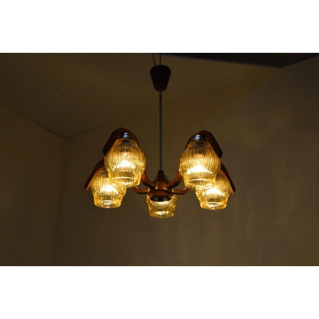 Vintage Chandelier from Dřevo Humpolec, 1960s For Sale - Image 4 of 9