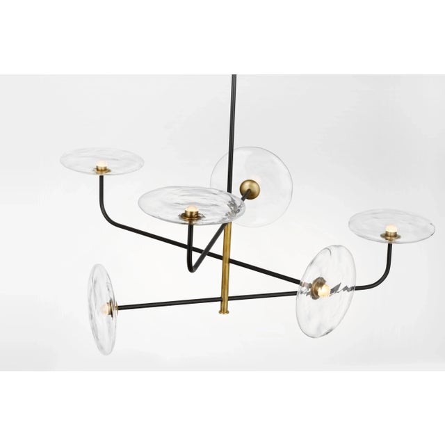 Ian K. Fowler for Visual Comfort Signature Calvino Large Arched Chandelier in Aged Iron & Hand-Rubbed Antique Brass with Clear Glass For Sale In Houston - Image 6 of 8