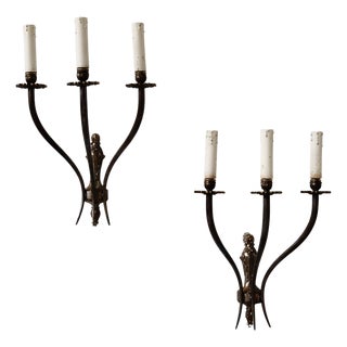 Original 3-Arm Wall Lights, Italy, 1950s, Set of 2 For Sale