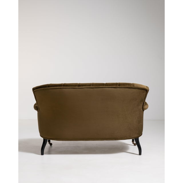 Napoleon III Velvet Upholstered Sofa, Second Empire Style, France, Circa 1880 For Sale - Image 10 of 14