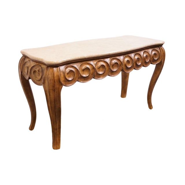 Rococo Bernhardt Furniture Walnut Finished Italian Rococo Baroque Revival 60" Console Table W. Granite Top 423-911 For Sale - Image 3 of 9