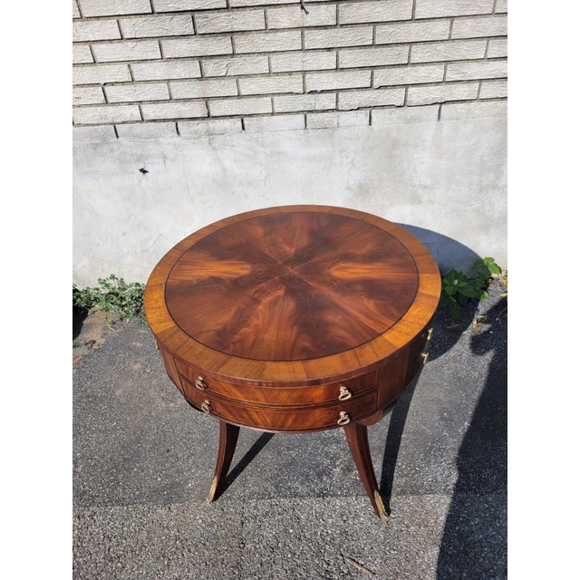 Beautiful Vintage Wooden Round Side Table / Accent Table with Drawers Elegant vintage-style wooden accent table featuring...