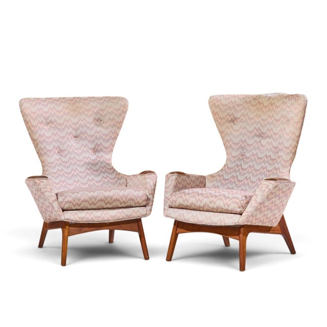 Mid-Century Modern Adrian Pearsall for Craft Associates 2231-C Mid Century Walnut Wingback Lounge Chairs - Pair For Sale - Image 3 of 12