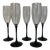 Luminarc D’arques France Black Stem Champagne Flutes, a Set of 5 For Sale