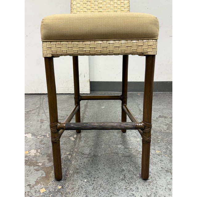 Tan Thomas Pheasant for McGuire Woven Leather Barstool For Sale - Image 8 of 12