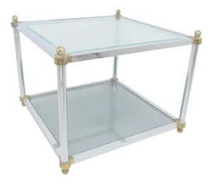 1970s Maison Jansen Style Dia Chrome, Brass and Glass Side or Coffee Table